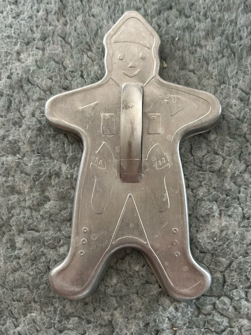 Vintage 1950's Aluminum Gingerbread Man With Hat Cookie Cutter and more.